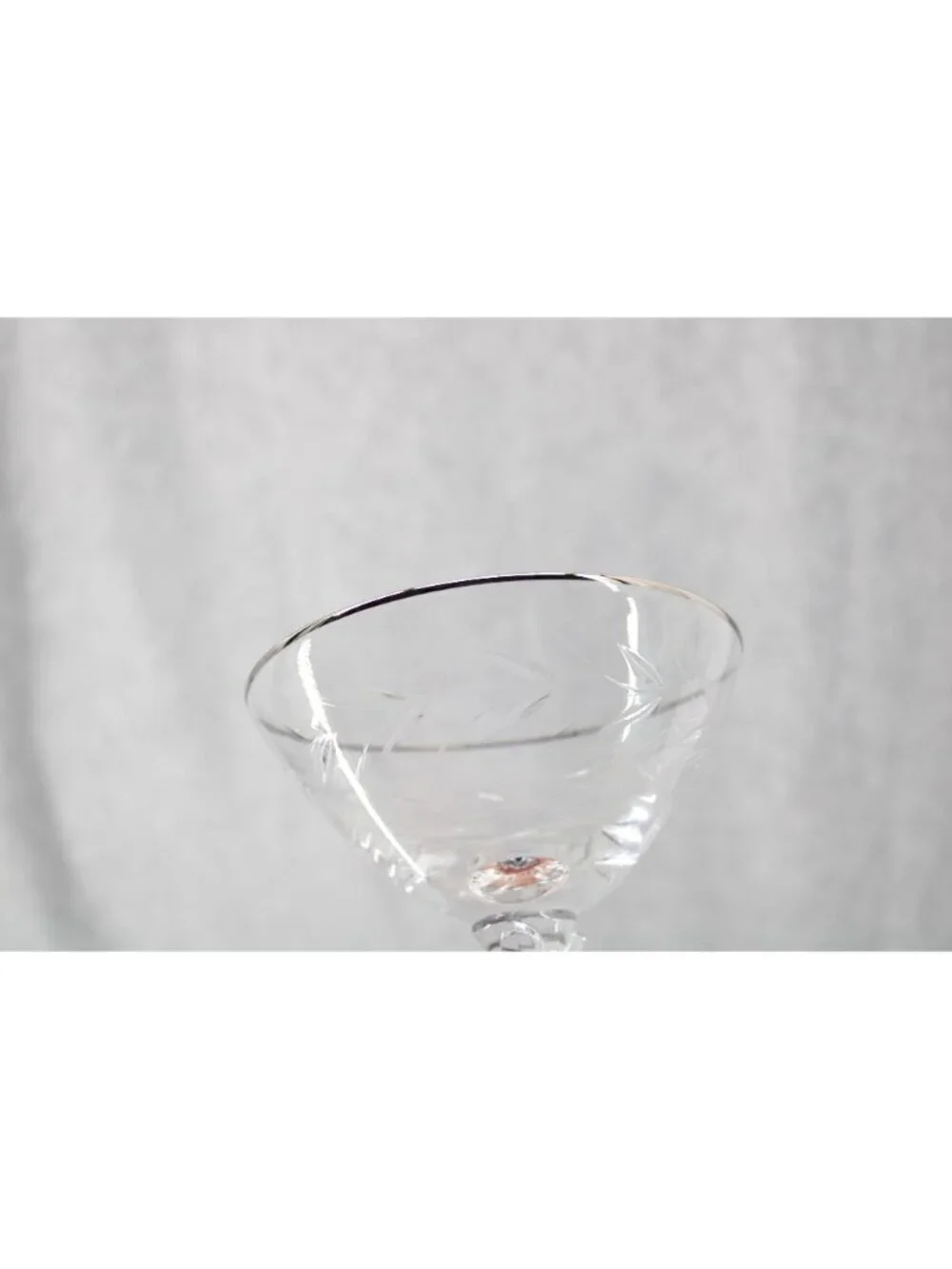 3 Tiffin Silver Rim Edged Sherbert Champagne Martini Clear Vintage 94840